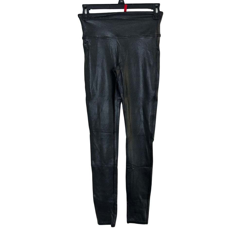 Spanx Faux Leather Croc Leggings Black High Waisted Textured Pants Small‎ S/P